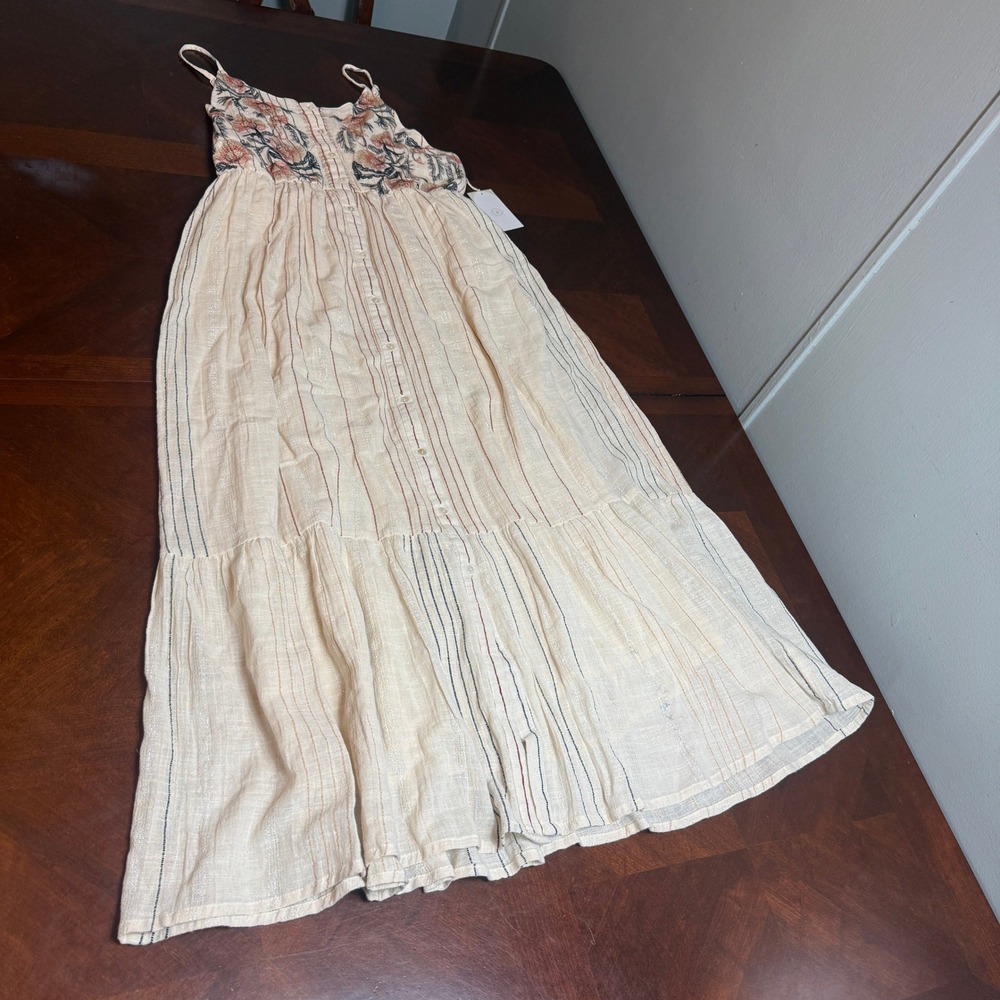 Jackson Rowe Cream Maxi Dress with Floral Bodice